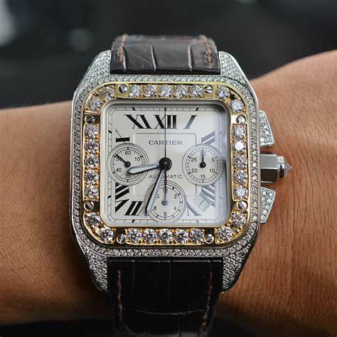 cartier santos xl diamond watch.